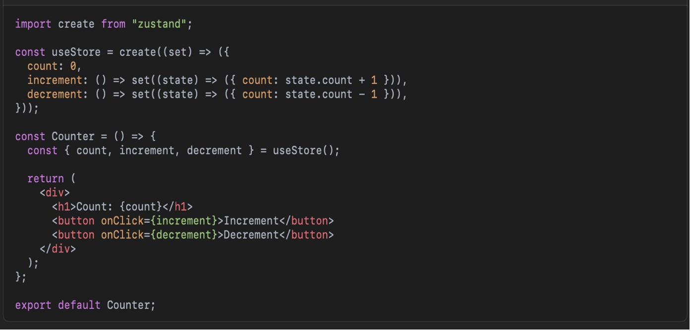 counter application with zustand